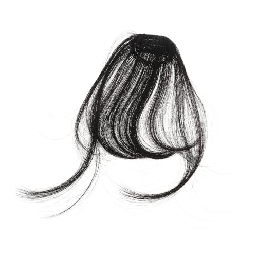 TOYZFRIENDY Clip in Haarverlängerung Bangs aus Hitzebeständiger Faser Natürliche Farbe Matte Schräger Haarteil Zuschneidbar und Stylbar für Damen von TOYZFRIENDY
