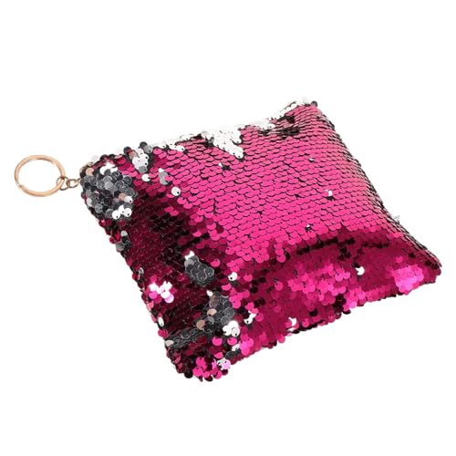 TOYZFRIENDY Damen Pailletten Kosmetiktasche mit Reißverschluss Modische Clutch für Münzen und Kosmetik Langlebige Handtasche in Rosé Silber für Party Shopping und Alltag von TOYZFRIENDY