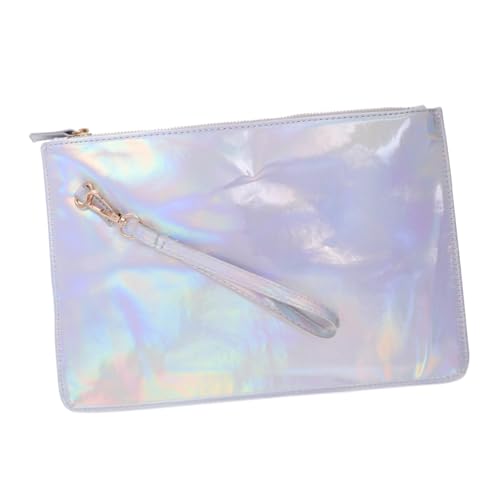 TOYZFRIENDY Dazzle Color PU Spiegel Handtasche Damen Elegant Leichtes Storage Package Weiß Chic Shopping Bag von TOYZFRIENDY