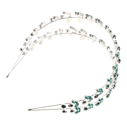 TOYZFRIENDY Doppellagiges Grünes Funkelndes Haarband mit Design Schimmerndes Braut Haarschmuck Modischer Haarreif für Frauen Hochzeits und Party Accessoire Komfortabel und Druckfrei Tragbar von TOYZFRIENDY