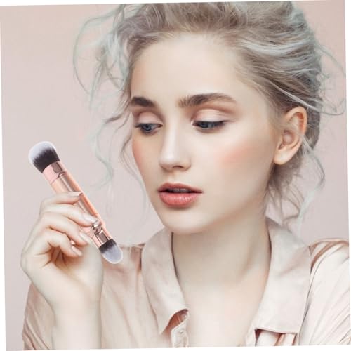 TOYZFRIENDY Dual End Makeup Pinsel Retraktabler Concealer und Puderpinsel für Frauen Weiche Haarfreie Borsten Vielseitig für Makelloses Auftragen von Foundation und Losem Puder Roségoldfarben von TOYZFRIENDY