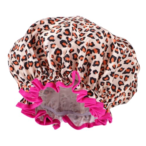 TOYZFRIENDY Elastische Damen Duschhaube mit Leopardmuster Wasserdichte Wiederverwendbare Badekappe Doppellagig Modische Haarhaube für Bad Haare Schützen Passend von TOYZFRIENDY
