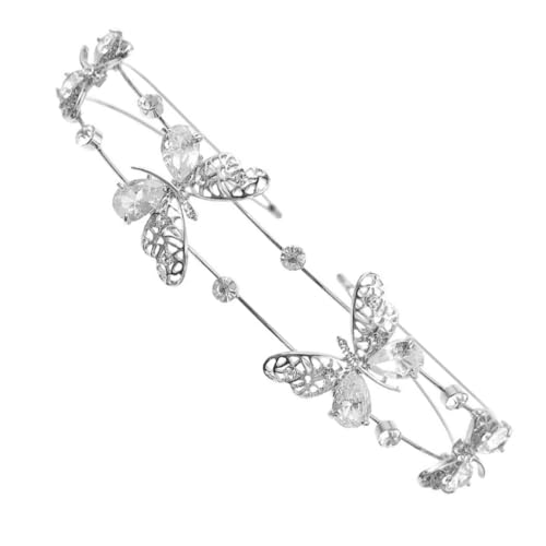 TOYZFRIENDY Elegantes Braut stirnband mit Funkelnden Schmetterlingen und Doppeltem Silberband Modischer Haarschmuck für Damen Hochzeit Strassbesetztes Headband für Festliche Anlässe und von TOYZFRIENDY