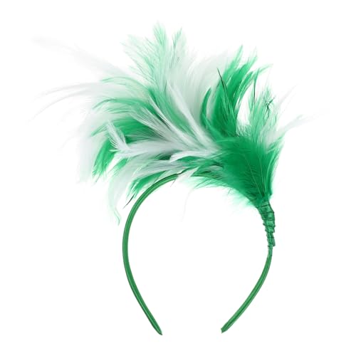 TOYZFRIENDY Feder Kopfband Damen Haarschmuck Braut Haarschmuck für Party Festival Leichtes Elegantes Kopfschmuck in Weiß grün Stilvolles Headpiece für Festliche Anlässe von TOYZFRIENDY