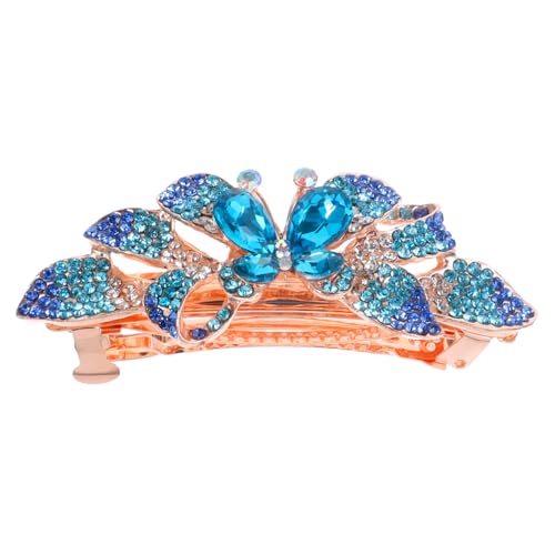 TOYZFRIENDY Großer Blauer Strass Haarclip mit Schmetterlingsdesign Eleganter Metall Klammer für Dickes Haar Rutschfester Frühling Haarklammer Stilvoller Haarschmuck für Damen von TOYZFRIENDY