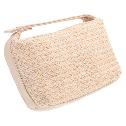 TOYZFRIENDY Großer Waschbeutel Kosmetiktasche mit Großer Kapazität aus PP Grasmaterial für Damen Praktische Handtasche für Kosmetik Handy Geldbörse und Mehr Cremeweiß von TOYZFRIENDY