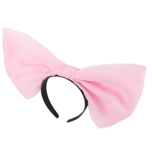 TOYZFRIENDY Großes Schleifen Stirnband Damen Modisch Extravaganter Schleifenknoten Haarschmuck für Party Alltag und Thema Events Süßes Kopfschmuck Accessoire Rosa Netzstoff von TOYZFRIENDY