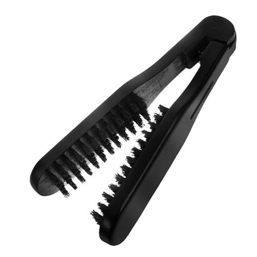 TOYZFRIENDY Haarglätterkamm Doppelseitig Borsten Haarstyling Tool Kompakt Leicht Tragbar Für Glattes Haar Natürliche Locken Styling Damen Herren Schwarz von TOYZFRIENDY