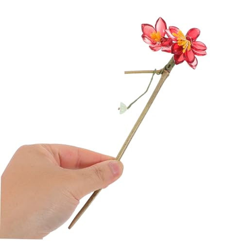 TOYZFRIENDY Blumen-haarnadel Im Chinesischen Stil Mit Künstlicher Roter Blume Handgefertigte Retro-haarnadel Aus Holz Für Frauen Hochzeiten Und Alltagskleidung Leicht Langlebig Und von TOYZFRIENDY
