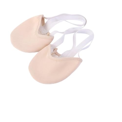 TOYZFRIENDY Halbsohlen Ballettschuh aus elastischem Canvas mit doppellastischer halber Tanzsocke für Ballett und Rhythmischen Tanz Hautfarben S von TOYZFRIENDY