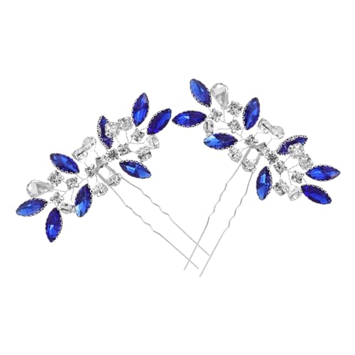 TOYZFRIENDY Handgefertigte Blaue Strass U Förmige Haarklammer Vintage Brautschmuck mit Funkelnden Kristallen Fester Sitz Vielseitig für Hochzeit Party Festliche Frisuren Damen Haarschmuck von TOYZFRIENDY