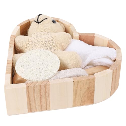 TOYZFRIENDY Herzförmiges Badset Waschhandschuh und Luffa Set zur Hautreinigung und Durchblutungsförderung als Wellnessgeschenk für Frauen zu Weihnachten und Hochzeit von TOYZFRIENDY