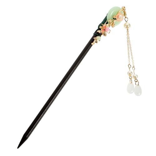 TOYZFRIENDY Holz Haarstab mit Jadeknopf Vintage Chinesische Haarnadel Handgefertigter Holz Haar Chopstick für Damen Langlebig Elegant Geeignet für Alltag Hochzeit Party Stilvolle von TOYZFRIENDY