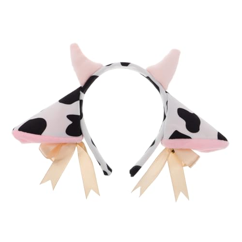 TOYZFRIENDY Kuhstirnband Für Erwachsene Mit Pelzigen Ohren Glockendesign Kuhkopfbedeckung Kuhhaarband Kuhkostümzubehör Kopfbedeckung Für Halloween-party Cosplay Performance-requisiten von TOYZFRIENDY