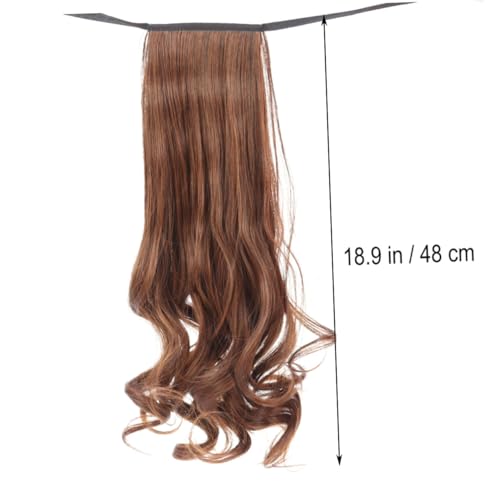 TOYZFRIENDY Lange Lockige Pferdeschwanz Haarverlängerung mit Kordelzug Synthetisches Welliges Haarteil in Hellbraun Komfortabel und Natürlich Aussehende Damen Perücke von TOYZFRIENDY