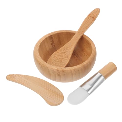 TOYZFRIENDY Masken mischschüssel Set DIY Gesichtsmaske Zubehör aus Holz mit Schüssel Spatel Pinsel und Löffel Leichtes Tragbares Hautpflege Werkzeug für Sanfte Anwendung und Einfache von TOYZFRIENDY