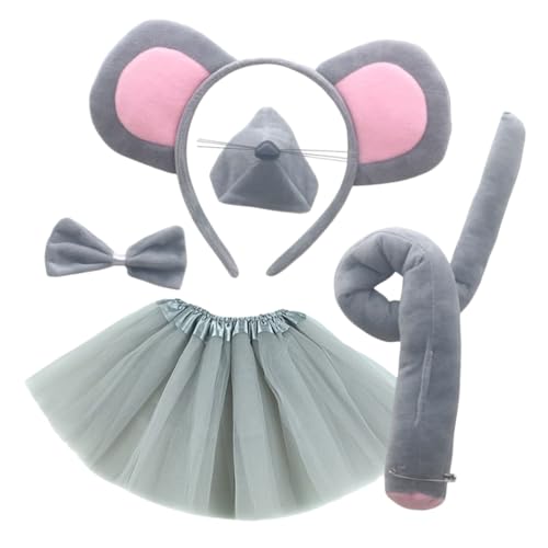 TOYZFRIENDY Maus Kostüm Set mit Weichen Ohren Flexiblem Stirnband und Schleife Hautfreundliches Stoffzubehör für Fasching Halloween Karneval Verstellbar und Bequem von TOYZFRIENDY