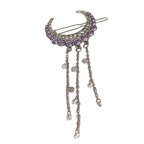 TOYZFRIENDY Mondförmige Haarklammer mit Funkelnden Strasssteinen Elegante Haarspange für Damen Glänzender Haarschmuck mit Quaste für Zöpfe und Pferdeschwanz Modischer Haarnadel ersatz von TOYZFRIENDY