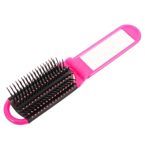 TOYZFRIENDY Praktische Faltbare Haarbürste mit Spiegel für Frauen und Teenager Sanft zur Kopfhaut Entwirrt Schonend Kompakt für Reisen und Täglichen Gebrauch Langlebiges Design von TOYZFRIENDY