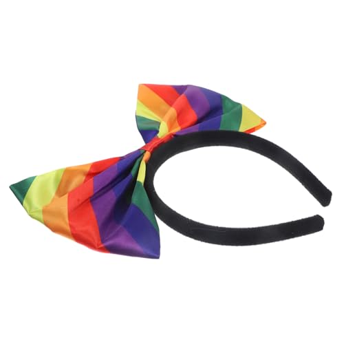 TOYZFRIENDY Regenbogen Stirnband Mit Schleife Für Erwachsene Elastisches Haaraccessoire Farbenfrohes Kopfband Für Festivals Und Partys Geeignet Für Damen Und Herren Hautfreundliches von TOYZFRIENDY