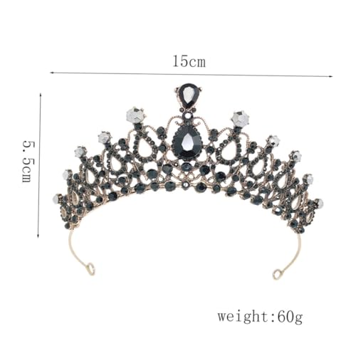 TOYZFRIENDY Retro Barock Brautkrone Schwarz Luxus Haarschmuck Tiara Hochzeit Party Festlicher Kopfschmuck für Damen von TOYZFRIENDY
