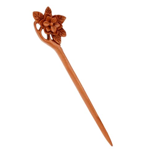 TOYZFRIENDY Retro Grüner Sandelholz Haarstab mit Geschnitzter Blumenverzierung Eleganter Haarschmuck für Damen Schonend für Haarknoten Passend zu Hanfu und Vintage Frisuren von TOYZFRIENDY