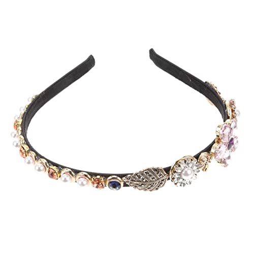 TOYZFRIENDY Rhinestone Haarreif Damen mit Blumenmotiv Vintage Perlenbesatz Haarschmuck Accessoire für Hochzeit Party Abendveranstaltung Modisches Stirnband für Frauen und Mädchen von TOYZFRIENDY