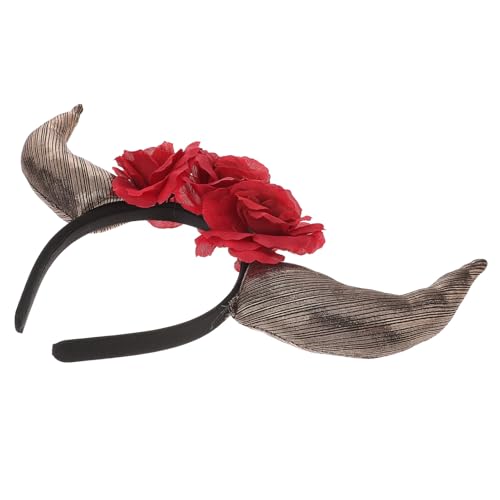 TOYZFRIENDY Rotes Tag der Toten Haarreif mit Rosen und Hörnern Mexikanischer Festival Kopfschmuck für Kostüm Cosplay Karneval und Festlichkeiten von TOYZFRIENDY