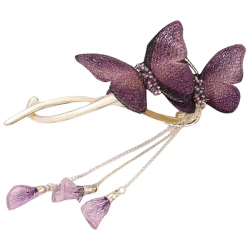 TOYZFRIENDY Schmetterling Haarklammer mit Quaste Bestickter Doppel Schmetterling Haarclip für Frauen Stilvoller Haarschmuck für Hochzeit Festlich und Rutschfest von TOYZFRIENDY
