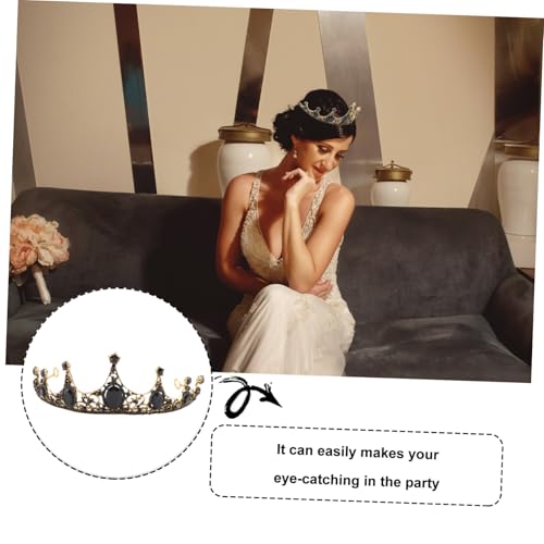TOYZFRIENDY Schwarze Barock Strass Krone Damen Braut Tiara Leichtes Legierungs Haarschmuck Festliche Kopfbedeckung für Hochzeit Foto Requisiten von TOYZFRIENDY
