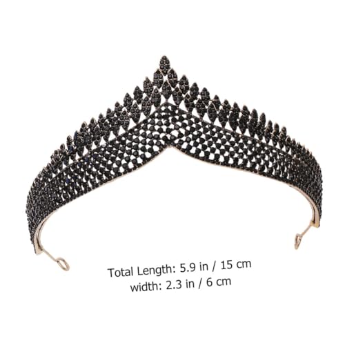 TOYZFRIENDY Schwarze Vintage Tiara Haarschmuck mit Strass für Braut Bräutigam Hochzeit Party Accessoire von TOYZFRIENDY