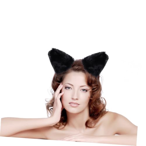 TOYZFRIENDY Schwarzes Ohrhaarband Elastischer Tierohr-haarreif Metallkopfschmuck Stirnband Für Kostümpartys Bezaubernder Haarreif Für Damen von TOYZFRIENDY