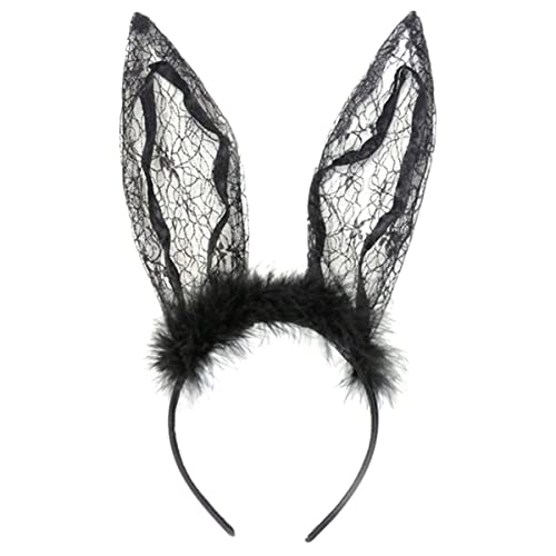 TOYZFRIENDY Schwarzes Spitzen hasenohren stirnband Niedliches Bunny Ear Haarreif für Party Halloween Cosplay Verstellbar Leichter Kopfschmuck für Damen und Mädchen TOYZFRIENDY Schwarzes Spitzen hasenohren stirnband Niedliches Bunny Ear Haarreif für Party Halloween Cosplay Verstellbar Leichter Kopfschmuck für Damen und Mädchen von TOYZFRIENDY