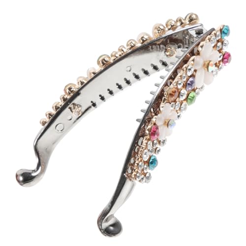 TOYZFRIENDY Strassbesetzte Banana Clip Haarklammer für Dünnes Haar Vintage Haarspange Damen Funkelnde Haarklammer mit Sicherem Griff Modisches Haaraccessoire für Frauen und Mädchen von TOYZFRIENDY