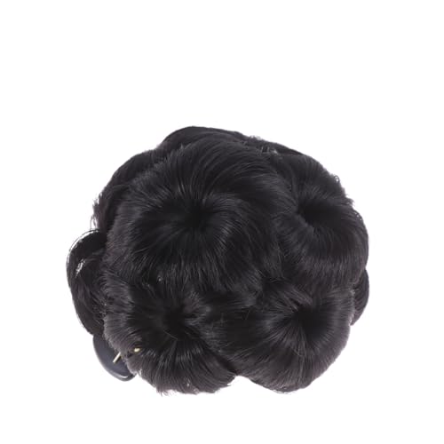 TOYZFRIENDY Synthetisches Haar Dutt Clip mit Blumen Design Natürlicher Schwarzer Updo Haarknotenwerkzeug für Damen Einfach zu Verwenden Langlebiger Haarschmuck für Voluminöse Frisuren und von TOYZFRIENDY