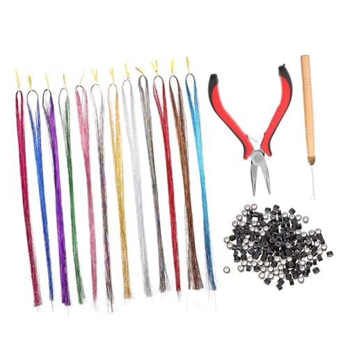 TOYZFRIENDY Teiliges Haarverlängerungsset mit Bunten Synthetischen Strähnen Lang Inklusive Silikon buckeln Zange und Häkelnadel Farbige Highlights für Frauen Einfach zu Befestigen Natürliches von TOYZFRIENDY