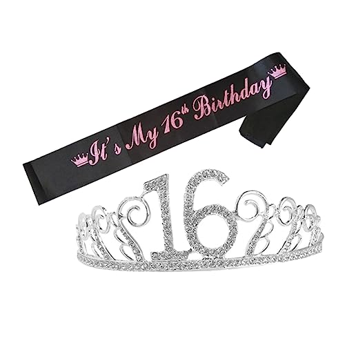 TOYZFRIENDY Teiliges Set Geburtstagskrone mit Strass und Schärpe Tiara für Geburtstagsfeier Festliches Haaraccessoire für Mädchen Deko Set für Stilvolle Feiern von TOYZFRIENDY