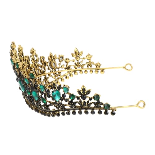TOYZFRIENDY Vintage Braut Tiara Krone mit Barock Strasssteinen Kopfbedeckung für Hochzeit Fest und Party Damen Haarschmuck in Antik Gold Schwarz Grün Edles Accessoire für Braut und Gäste von TOYZFRIENDY