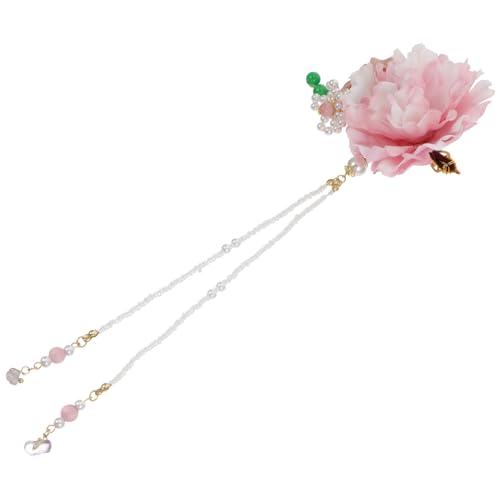 TOYZFRIENDY Vintage Chinesische Hanfu Haarspange mit Pfingstrosenblüte Perlen und Quaste Traditioneller Brautschmuck für Frauen Eleganter Haarschmuck für Hochzeit und Festliche Anlässe von TOYZFRIENDY