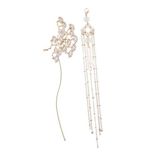 TOYZFRIENDY Vintage Chinesischer Haarschmuck Goldfarbener Haarstab mit Quaste und Blume Antike Haarnadel für Damen Dekorative Haarspange für Hochzeit Fest und Traditionelle Frisuren von TOYZFRIENDY