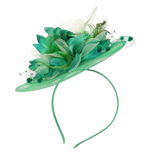 TOYZFRIENDY Vintage Fascinator Haarklammer mit Netzschleier und Kleines Grünes Tea Party Hut Haarschmuck für Braut Hochzeit Festliche Anlässe Eleganter Kopfschmuck Handgefertigt aus Polyester von TOYZFRIENDY