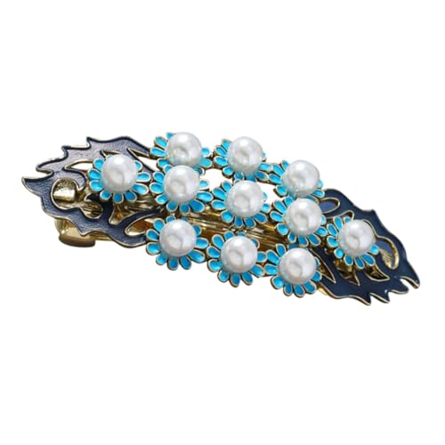 TOYZFRIENDY Vintage Haarklammer mit Perlen und Blumen Retro Haarclip mit Sicherem Federmechanismus Haaraccessoire für Damen und Mädchen Vielseitig für Hochzeit und Traditionelle Outfits von TOYZFRIENDY