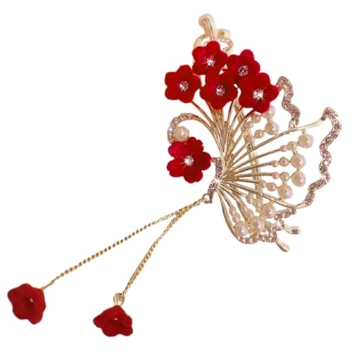 TOYZFRIENDY Vintage Perlen Haarklammer mit Tassel Camellia Blüten Haarspange für Damen Klassisches Braut Haaraccessoire Hautfreundlich und Vielseitig für Stilvolle Hochsteckfrisuren von TOYZFRIENDY