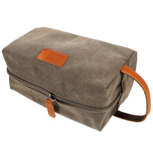 TOYZFRIENDY Vintage Wasserfeste Canvas Kosmetiktasche Große Geräumige Travel Toiletry Bag Organizer für Damen und Reisen in Militärgrün von TOYZFRIENDY