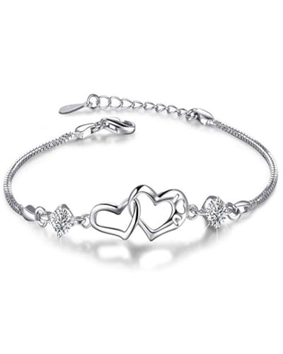 TOZBLEU Armband Damen Silber Unendlichkeit Armbänder - Infinity Armband Infinity Liebe Symbol Herz Zirkonia Armbänder Verstellbarer Charm Armband für Frauen und Mädchen(A) von TOZBLEU