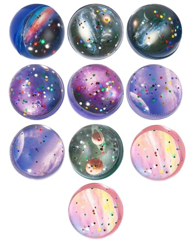 TOZBLEU Flummies,32mm Flummi Planeten Spielzeug Geschenk Kindergeburstag Mitgebsel Groß Set für Mädchen Jungen give aways mitgebsel kindergeburtstag gastgeschenke Partygeschenke(10 Stück) von TOZBLEU