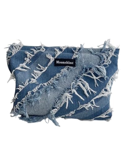 TOZBLEU Kosmetiktasche Kulturtasche - 1pcs Kulturtasche Cord Makeup Tasche Tragbar Reise Kosmetiktasche Organizer mit Reißverschluss,Denim-Stil,Cord Kosmetiktaschenset für Damen Mädchen von TOZBLEU