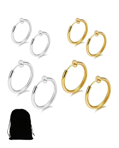TOZBLEU Piercing Ringe,8pcs Ohrringe in Hoop-Ring,Ohrclips,Fake Nasen Lippe Septum Ohrring Piercing Ring Clip Chirurgenstahl Kein Piercing Bauchnabelpiercing Clicker,perfekt für Männer & Mädchen von TOZBLEU