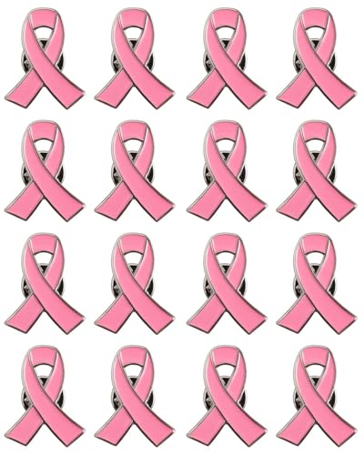 TOZBLEU Pink Ribbon Pin,16 Stück Pink Broschen Offizielle Bandbroschen Brustkrebs Bewusstseins Revers Stifte Hoffnung Pins Emaille Schmuck Pins Für Frauen,Anstecknadeln in Bijouterie von TOZBLEU