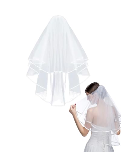 TOZBLEU Schleier,Brautschleier,Brautschleier Tüll,Schleier kurz Bridal Tüll mit Kamm Tüll Braut Hochzeit Kurzer Schleier Ribbon Edge Brautschleier für Hochzeit Junggesellinnenabschied Party TOZBLEU Schleier,Brautschleier,Brautschleier Tüll,Schleier kurz Bridal Tüll mit Kamm Tüll Braut Hochzeit Kurzer Schleier Ribbon Edge Brautschleier für Hochzeit Junggesellinnenabschied Party von TOZBLEU